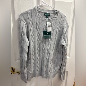 Brooks Brothers Boy’s Light Gray Cable Crewneck Sweater
